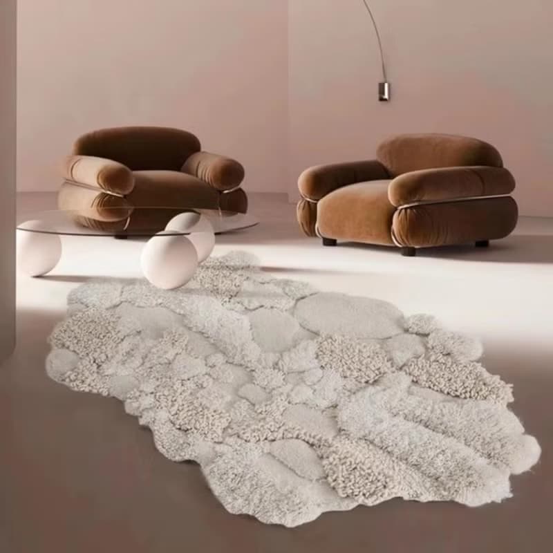 北歐風 手作 紐西蘭羊毛地毯 江南初雪 客廳臥室 床邊墊 家居裝飾