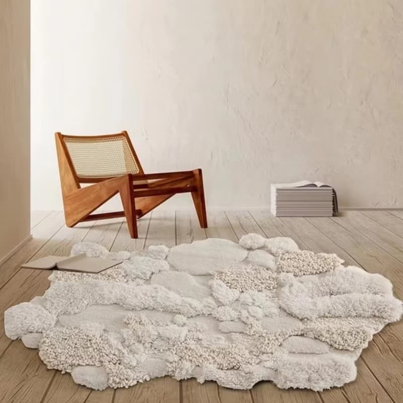 北歐風 手作 紐西蘭羊毛地毯 江南初雪 客廳臥室 床邊墊 家居裝飾