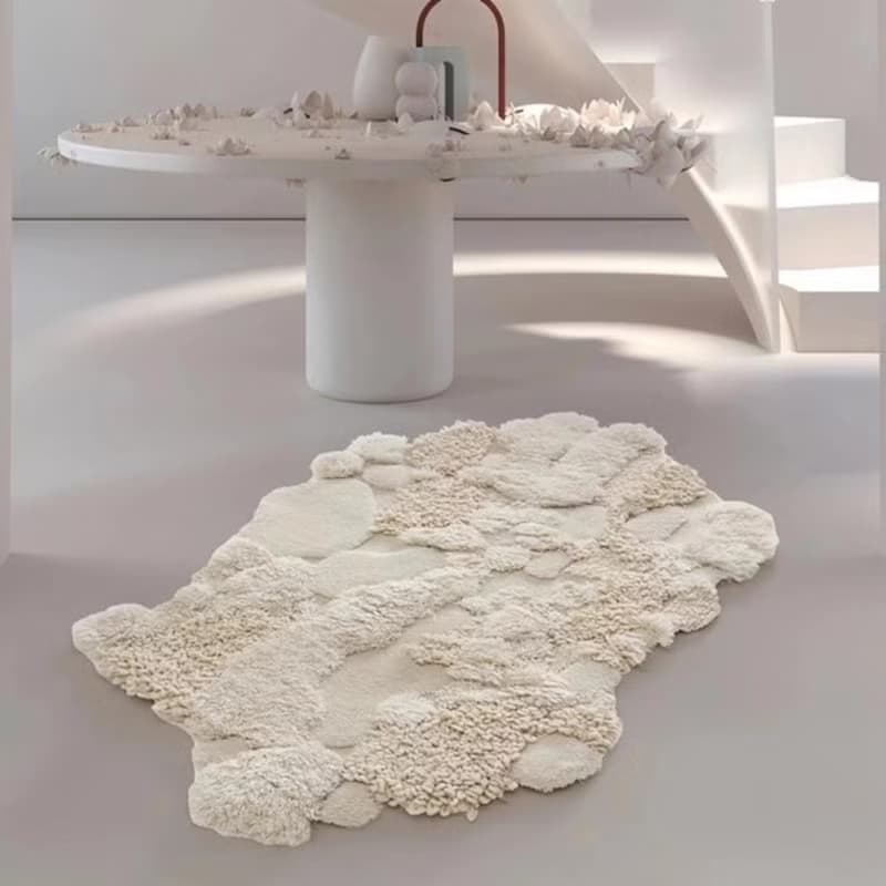北歐風 手作 紐西蘭羊毛地毯 江南初雪 客廳臥室 床邊墊 家居裝飾