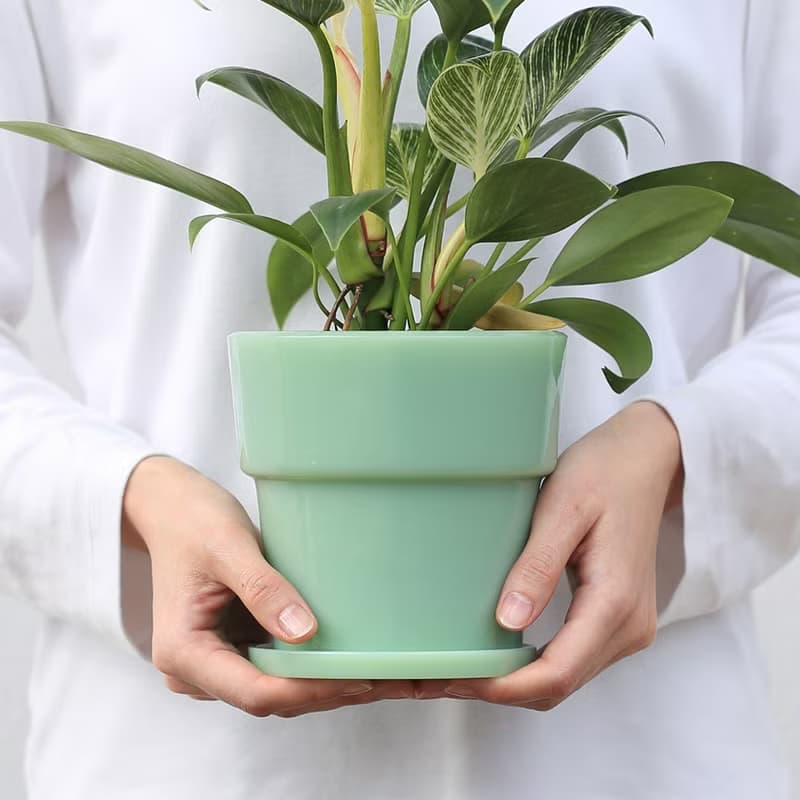 日本ideaco 復古風奶玉植栽盆器(直徑12cm)-大-多色可選