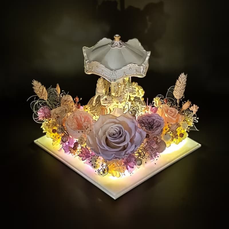 Yume永生花夢幻庭園系列 - 旋轉木馬(撫子紅藤)