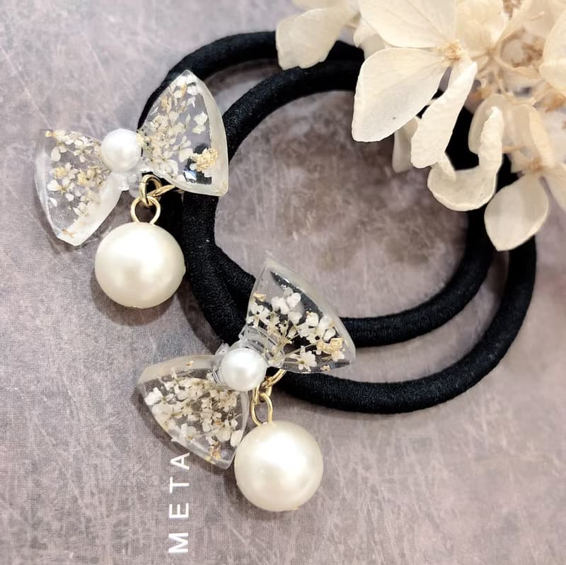 PUREST HOME 蝴蝶結 珍珠 花語 髮圈二入/附禮盒 情人節 禮物