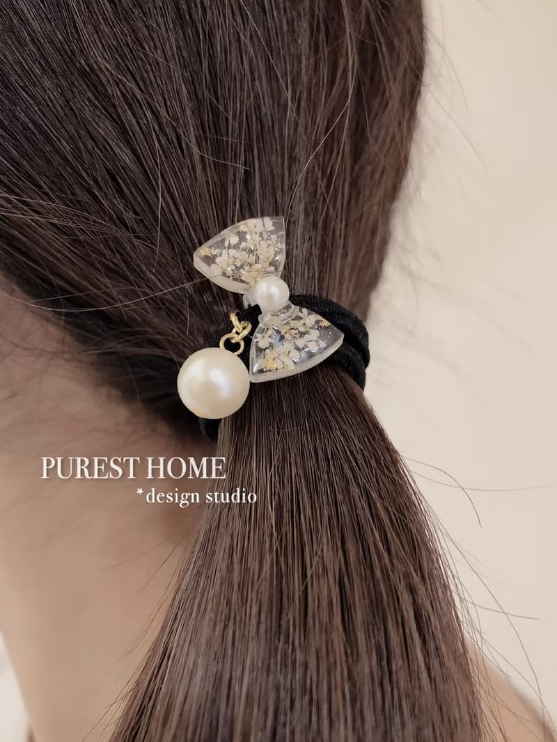 PUREST HOME 蝴蝶結 珍珠 花語 髮圈二入/附禮盒 情人節 禮物
