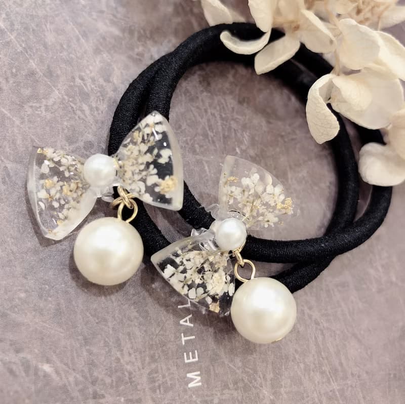 PUREST HOME 蝴蝶結 珍珠 花語 髮圈二入/附禮盒 情人節 禮物