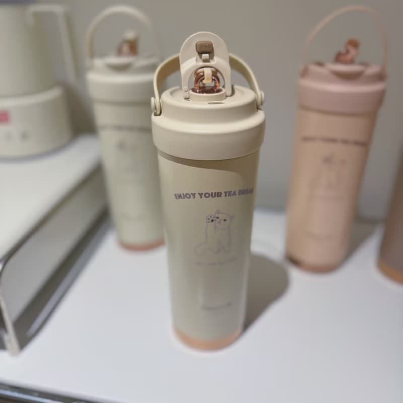 安妞貓咪手提保溫杯 750ml 304不鏽鋼陶瓷內膽