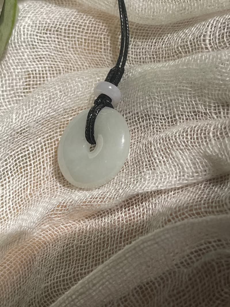 平安扣翡翠吊墜項鍊 緬甸玉 無優化 天然A貨翡翠 潤白翡翠