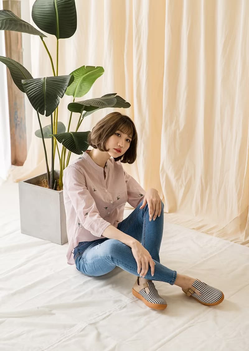 女子生的日常厚底鞋-海軍條紋