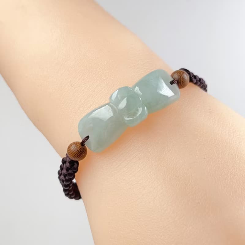 冰種翡翠蝴蝶結編織手鍊 | 天然緬甸玉A貨翡翠 | 送禮