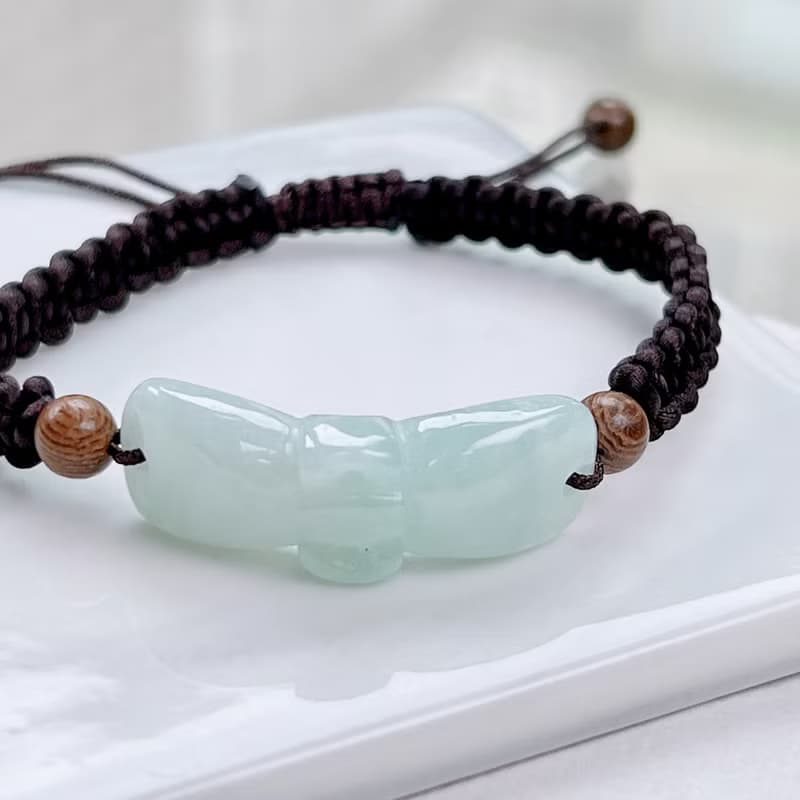 冰種翡翠蝴蝶結編織手鍊 | 天然緬甸玉A貨翡翠 | 送禮