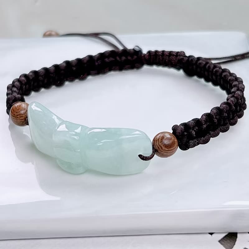 冰種翡翠蝴蝶結編織手鍊 | 天然緬甸玉A貨翡翠 | 送禮