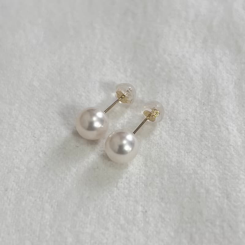 あこや真珠 一粒パールピアス 7-7.5ミリ/7.5-8ミリ/8-8.5ミリ プラチナ K18YG K10YG K10PG 日本産