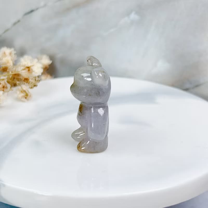 【熊熊玉見你】飄花翡翠可愛小熊擺飾 | 天然緬甸玉翡翠A貨|送禮