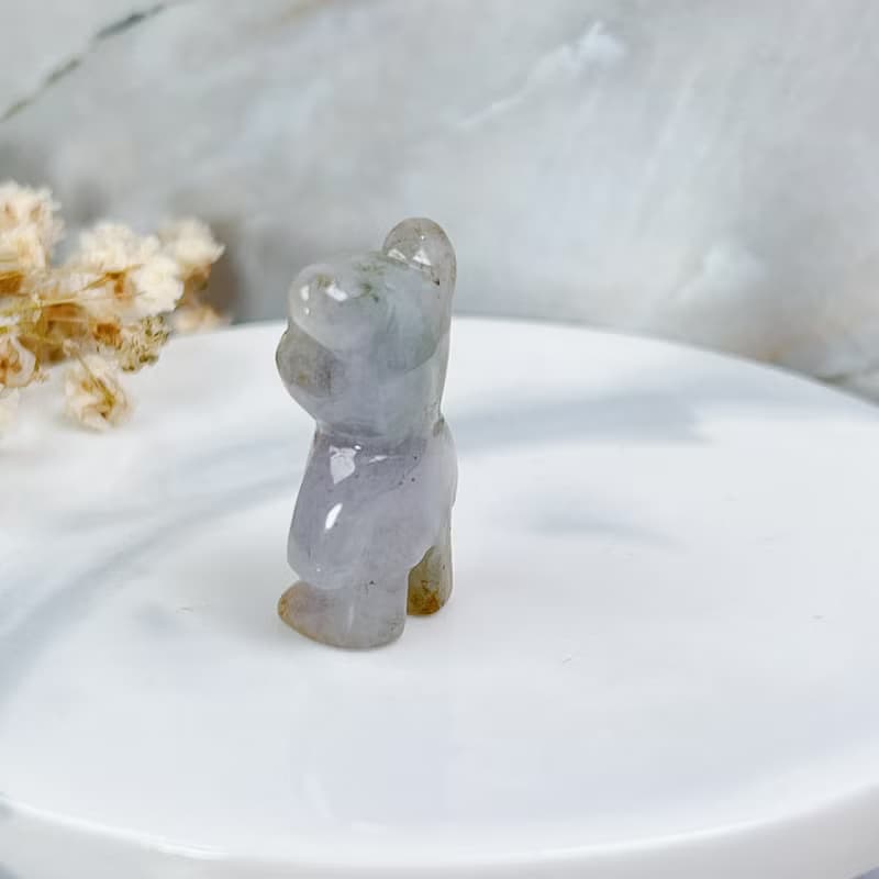 【熊熊玉見你】飄花翡翠可愛小熊擺飾 | 天然緬甸玉翡翠A貨|送禮