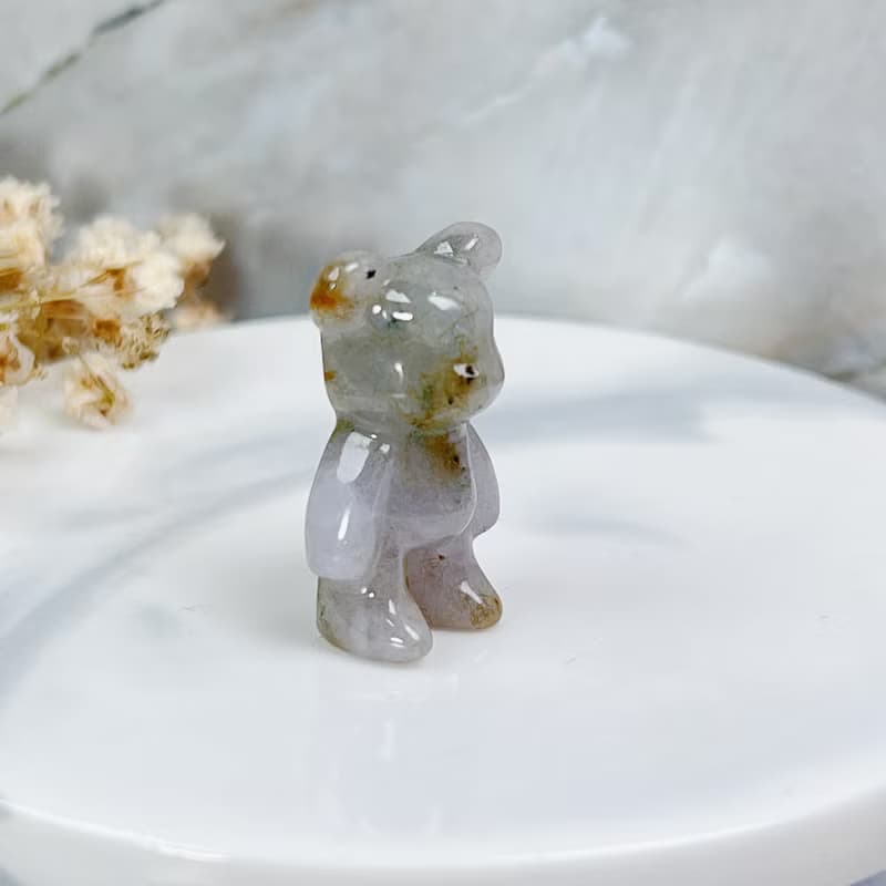 【熊熊玉見你】飄花翡翠可愛小熊擺飾 | 天然緬甸玉翡翠A貨|送禮