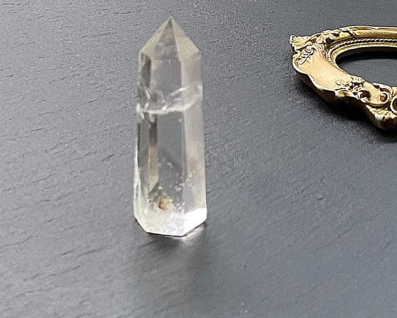 能量擺件-天使之翼 天然異像金字塔冰透藍針彩虹白水晶共生幽靈柱