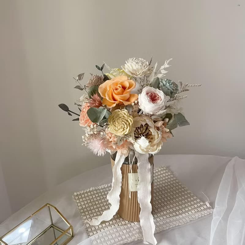 【新娘捧花】婚禮捧花 婚禮 結婚 手綁花 永生花 婚紗照 永生捧花