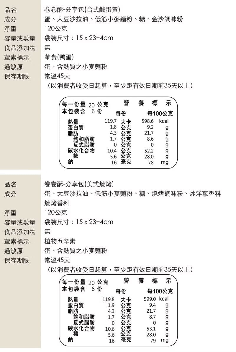 卷卷酥-經濟袋 一口即食蛋捲(超人氣鹹蛋黃蛋捲、墨西哥烤片等)