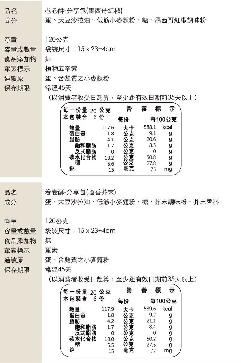 卷卷酥-經濟袋 一口即食蛋捲(超人氣鹹蛋黃蛋捲、墨西哥烤片等)
