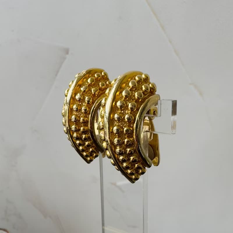 Vintage Paolo GUCCI Gold Tone Clipon Earrings Authentic Original Luxury 1990s