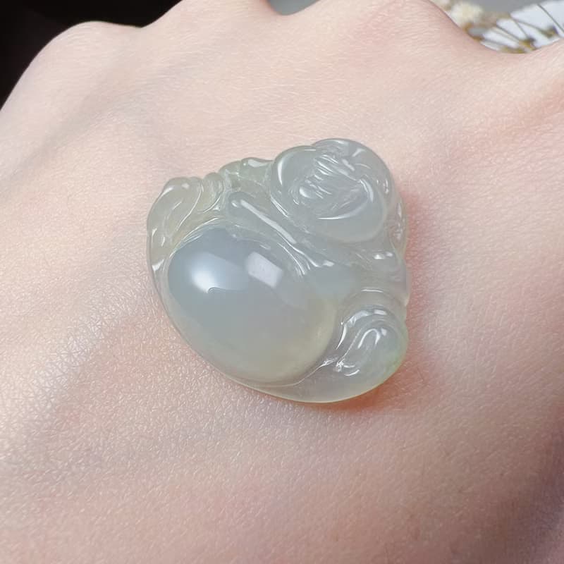 冰種翡翠彌勒佛 | 天然緬甸玉A貨翡翠 | 送禮