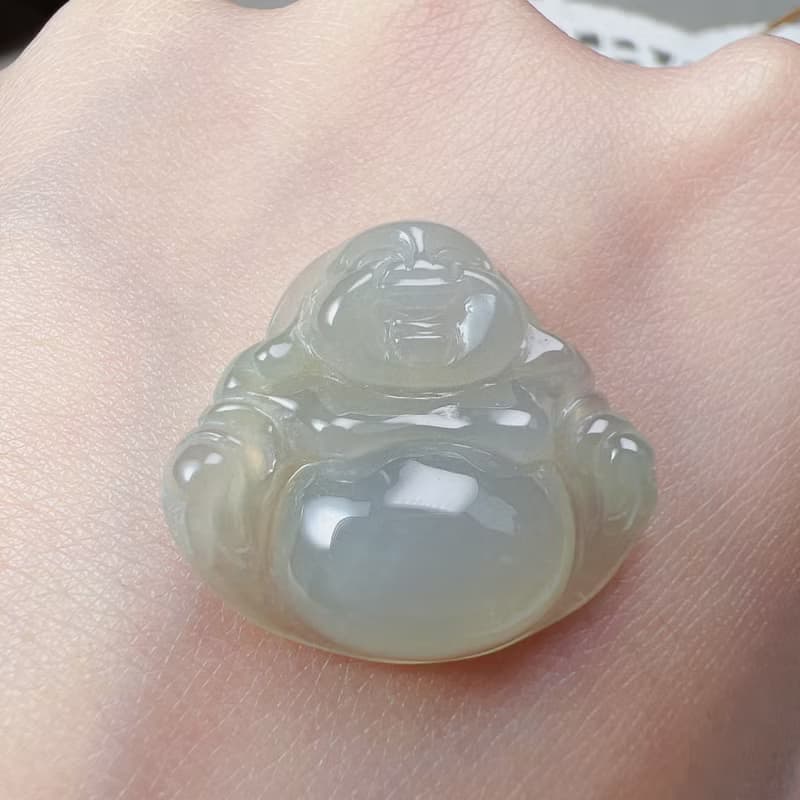 冰種翡翠彌勒佛 | 天然緬甸玉A貨翡翠 | 送禮