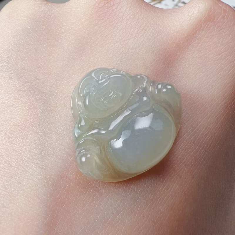 冰種翡翠彌勒佛 | 天然緬甸玉A貨翡翠 | 送禮