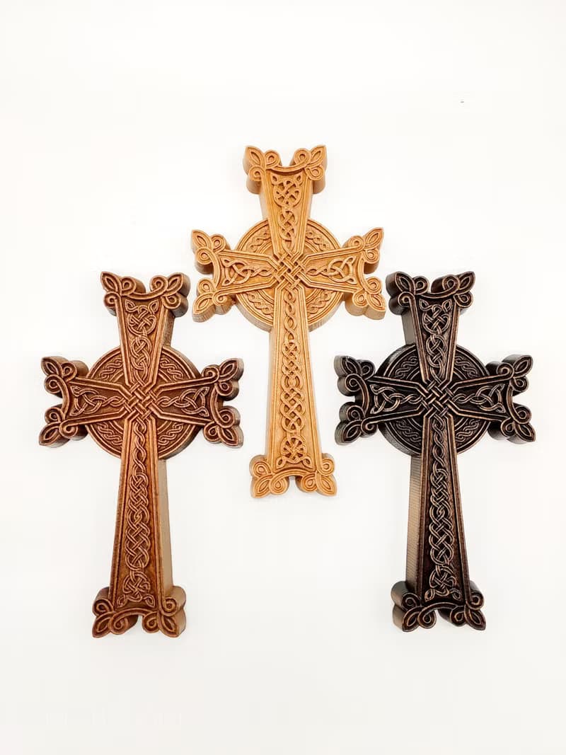 Small Khachkar Cross 19 cm height, Armenian carved wood cross, Christian