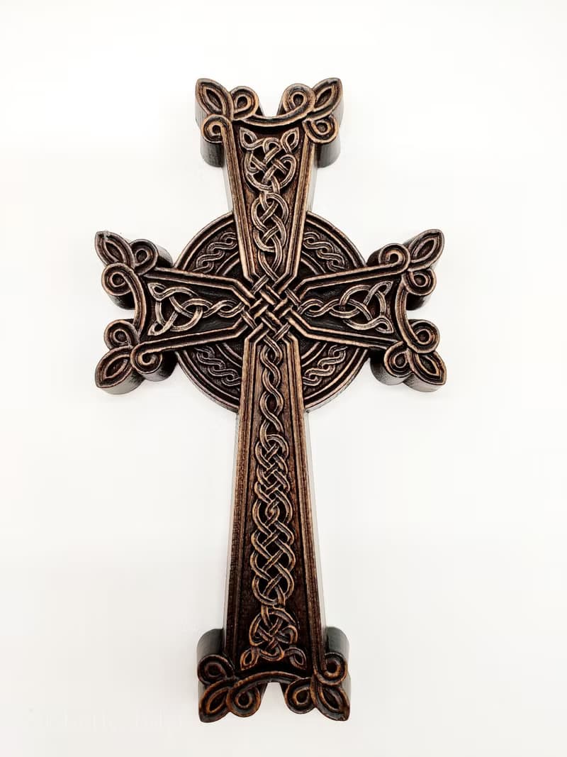 Small Khachkar Cross 19 cm height, Armenian carved wood cross, Christian