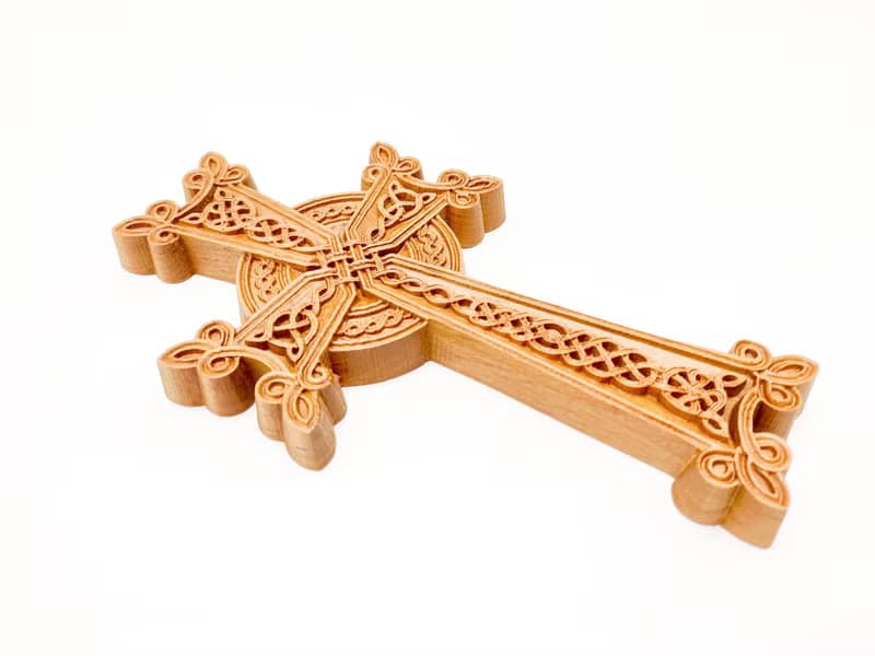 Small Khachkar Cross 19 cm height, Armenian carved wood cross, Christian