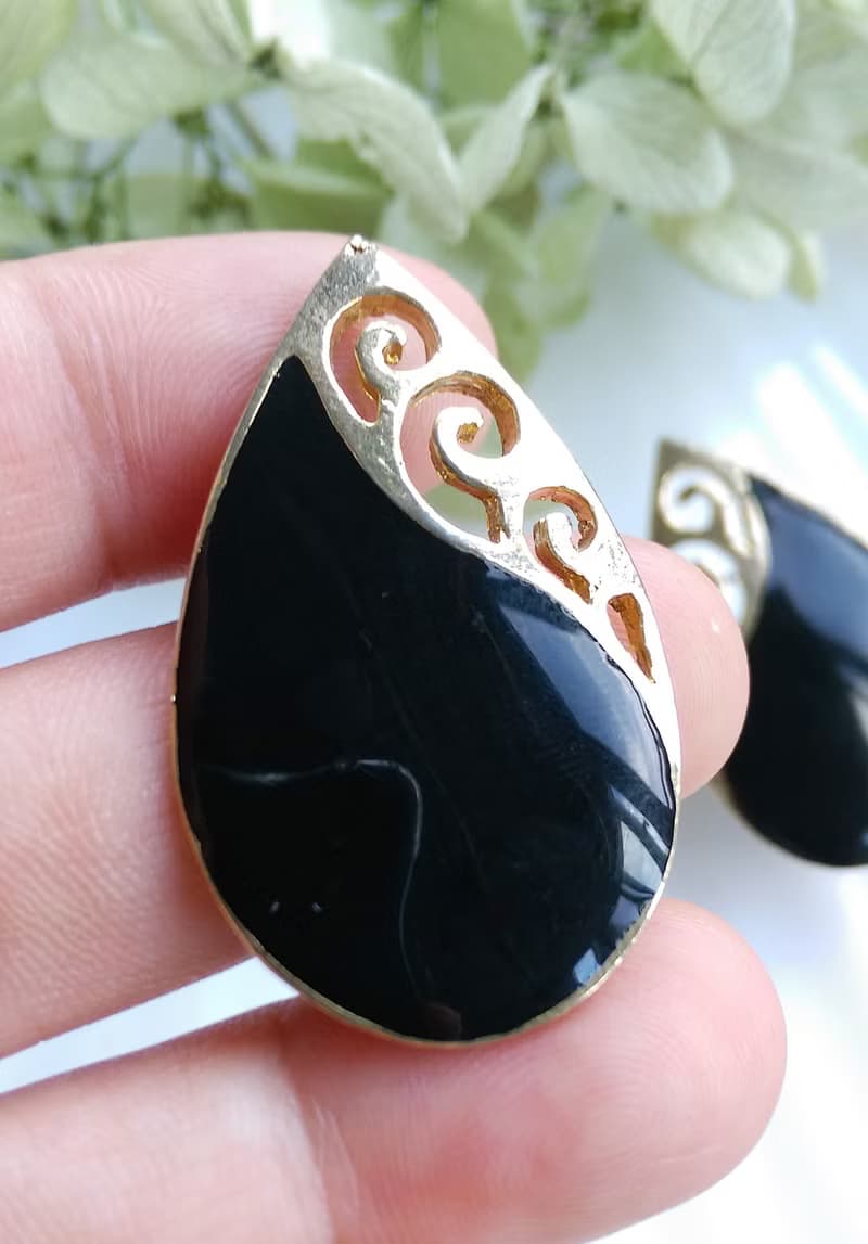 Vintage Jewelry 西洋古董飾品 黑色調 對稱 摩登 針式耳環