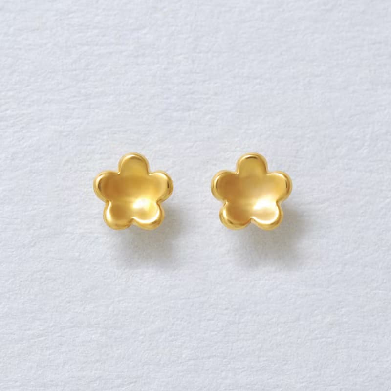 【Second Earrings】 18K 黃金花朵耳環