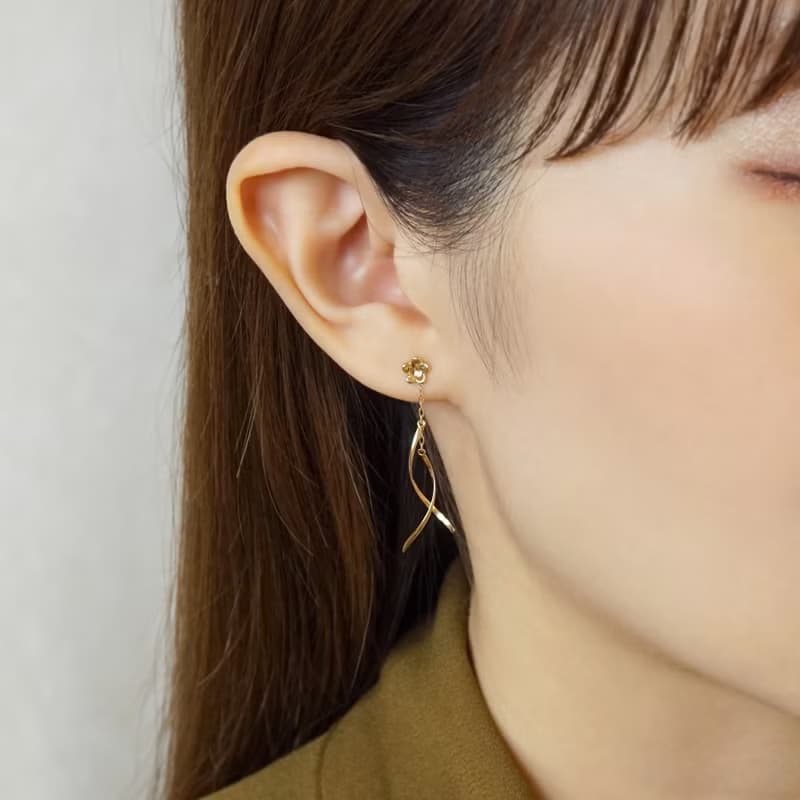 【Second Earrings】 18K 黃金花朵耳環