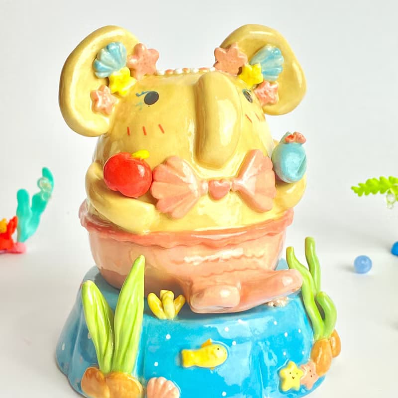 Handmade ceramic Ganesha cute gift