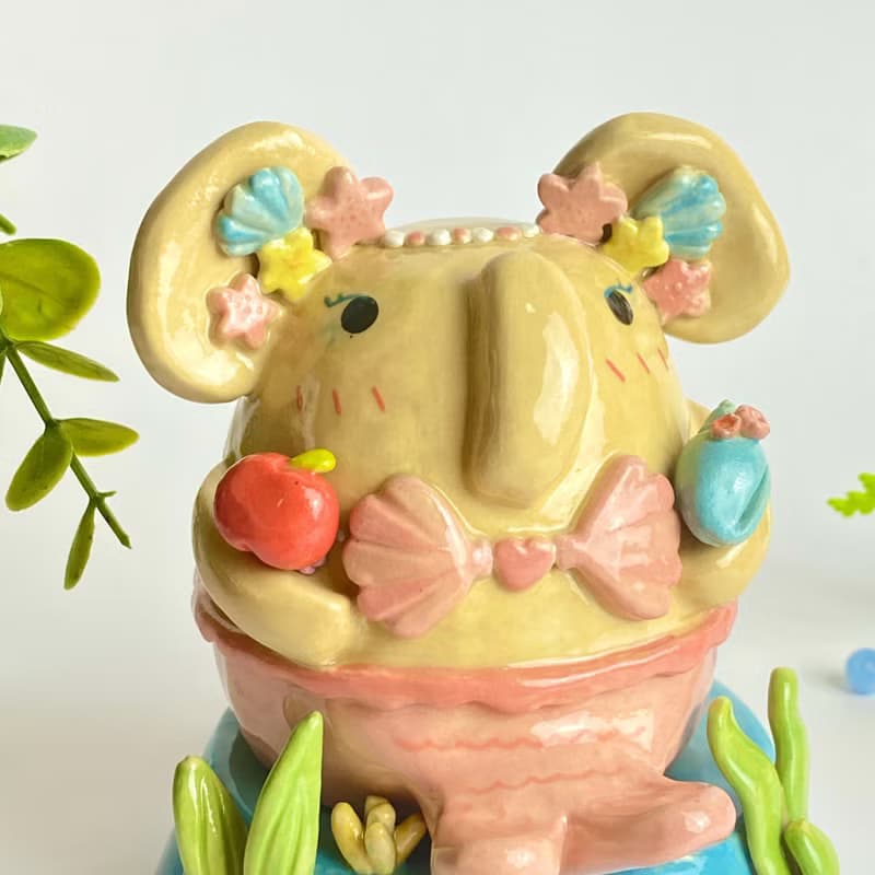 Handmade ceramic Ganesha cute gift