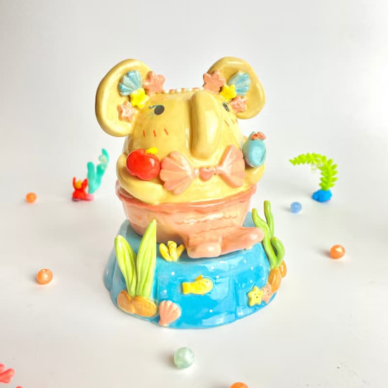 Handmade ceramic Ganesha cute gift