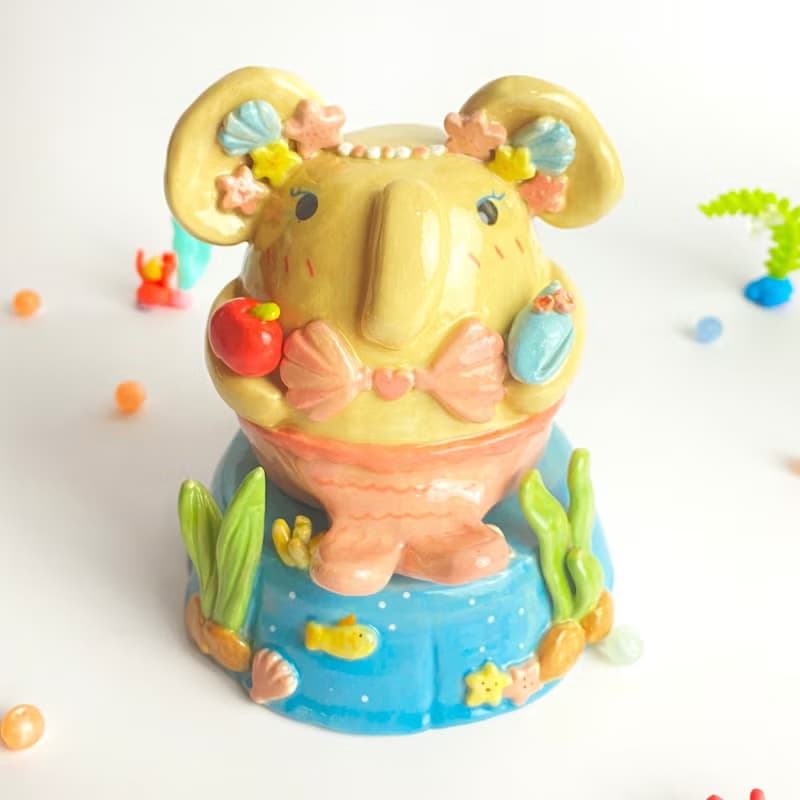 Handmade ceramic Ganesha cute gift