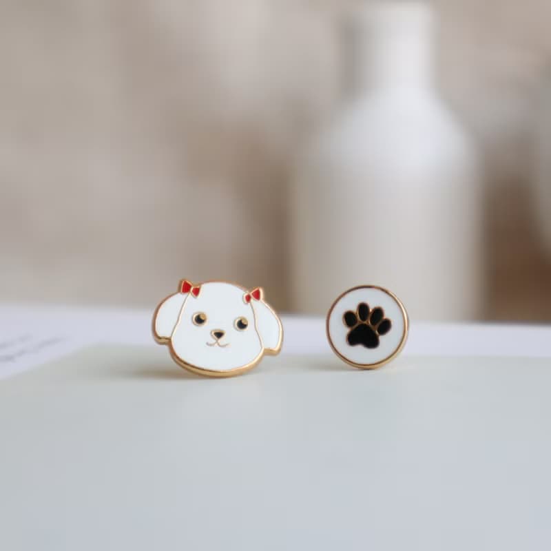 馬爾濟斯 Maltese  夾式 耳環 生日禮物 寵物飾品 狗狗 紙盒包裝