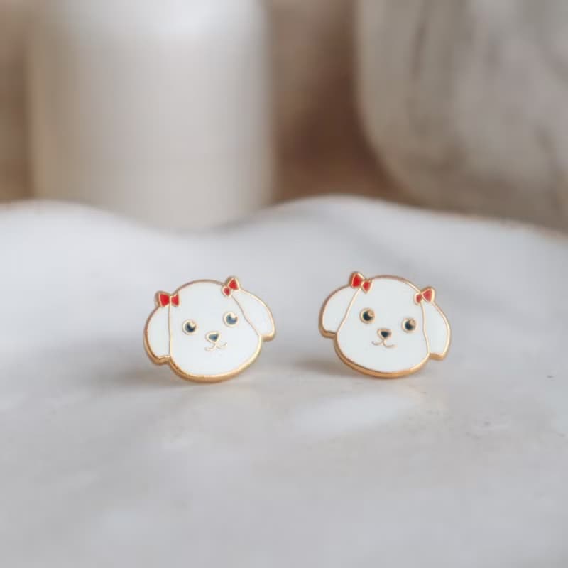 馬爾濟斯 Maltese  夾式 耳環 生日禮物 寵物飾品 狗狗 紙盒包裝