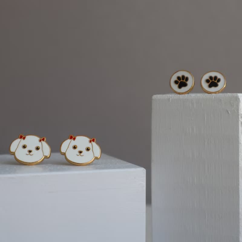 馬爾濟斯 Maltese  夾式 耳環 生日禮物 寵物飾品 狗狗 紙盒包裝
