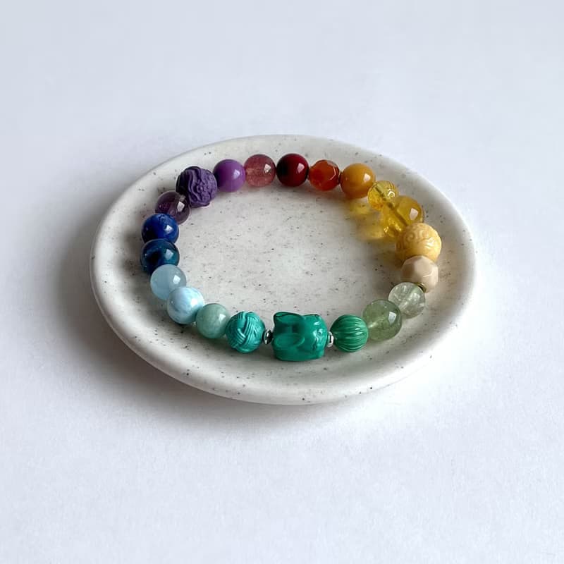 寶石系 小兔 天然礦石 七脈輪多寶 16.2 手圍 手鍊