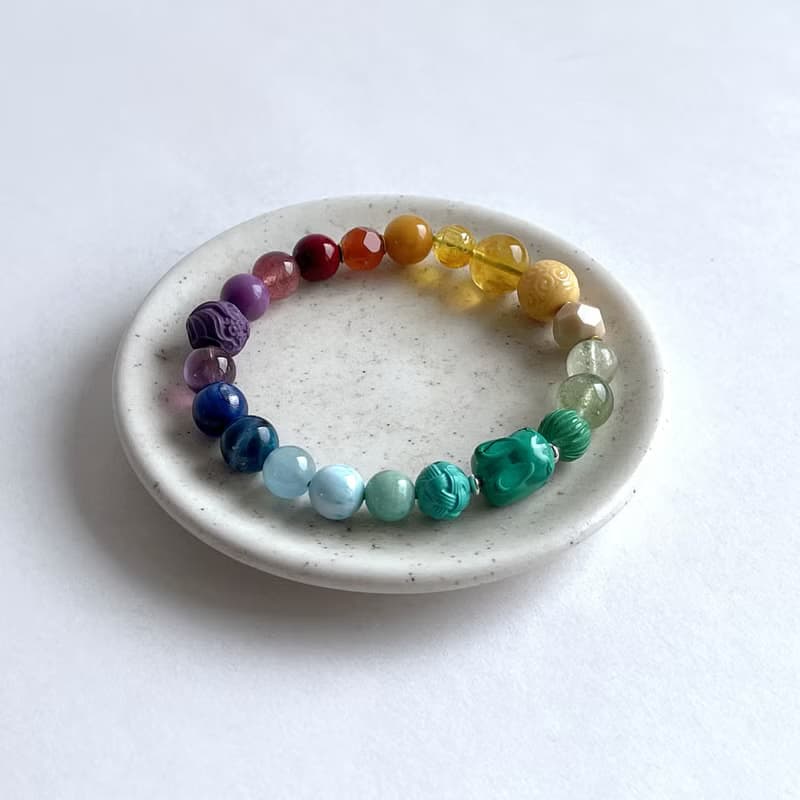 寶石系 小兔 天然礦石 七脈輪多寶 16.2 手圍 手鍊