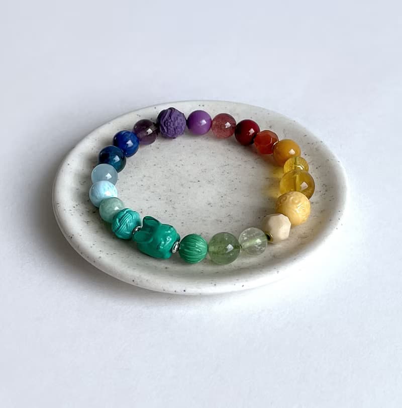 寶石系 小兔 天然礦石 七脈輪多寶 16.2 手圍 手鍊