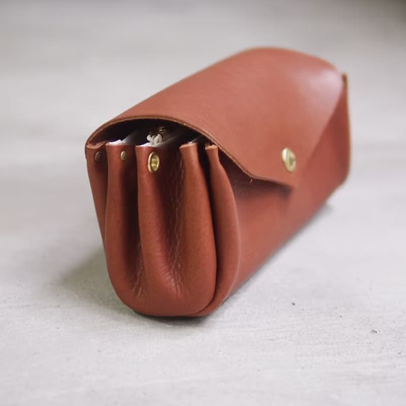 日本職人手工 摺邊多夾層牛皮錢包/側背包Made in Japan by CHAM