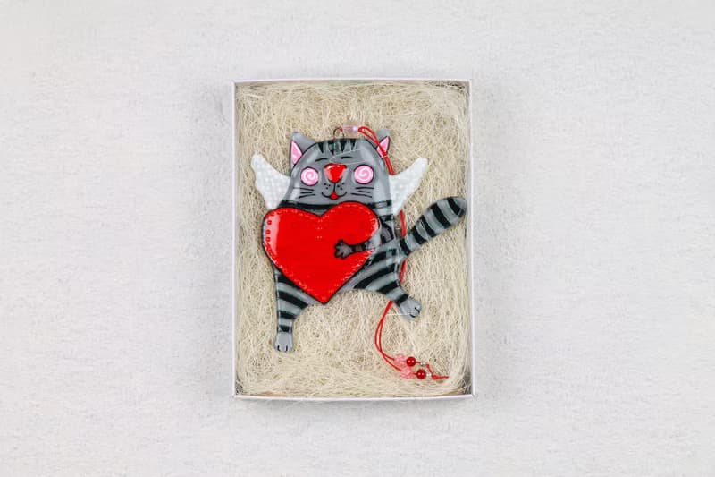 Cute Cat Art Glass Panel Painted Colorful Personalized Home Decor Unique Gift