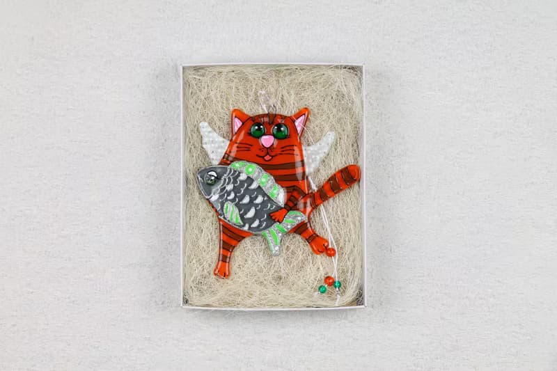 Cute Cat Art Glass Panel Painted Colorful Personalized Home Decor Unique Gift