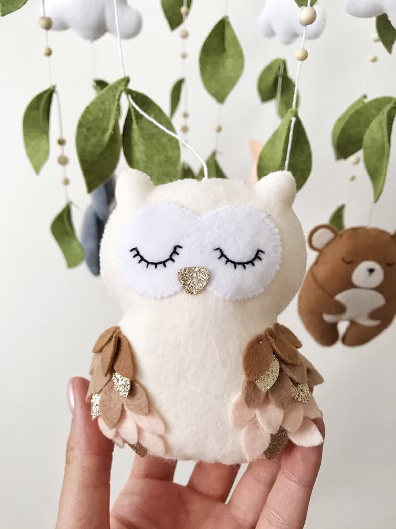 林地床鈴森林動物嬰兒床吊飾毛氈托兒所床鈴新生兒禮物嬰兒房裝飾