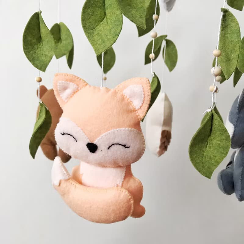 林地床鈴森林動物嬰兒床吊飾毛氈托兒所床鈴新生兒禮物嬰兒房裝飾