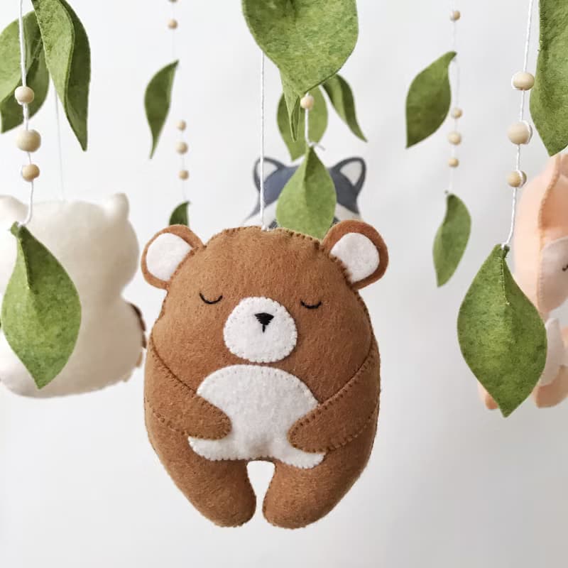 林地床鈴森林動物嬰兒床吊飾毛氈托兒所床鈴新生兒禮物嬰兒房裝飾