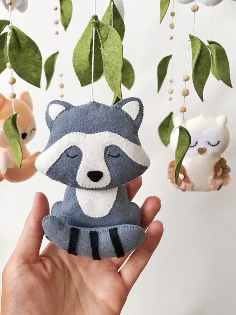 林地床鈴森林動物嬰兒床吊飾毛氈托兒所床鈴新生兒禮物嬰兒房裝飾