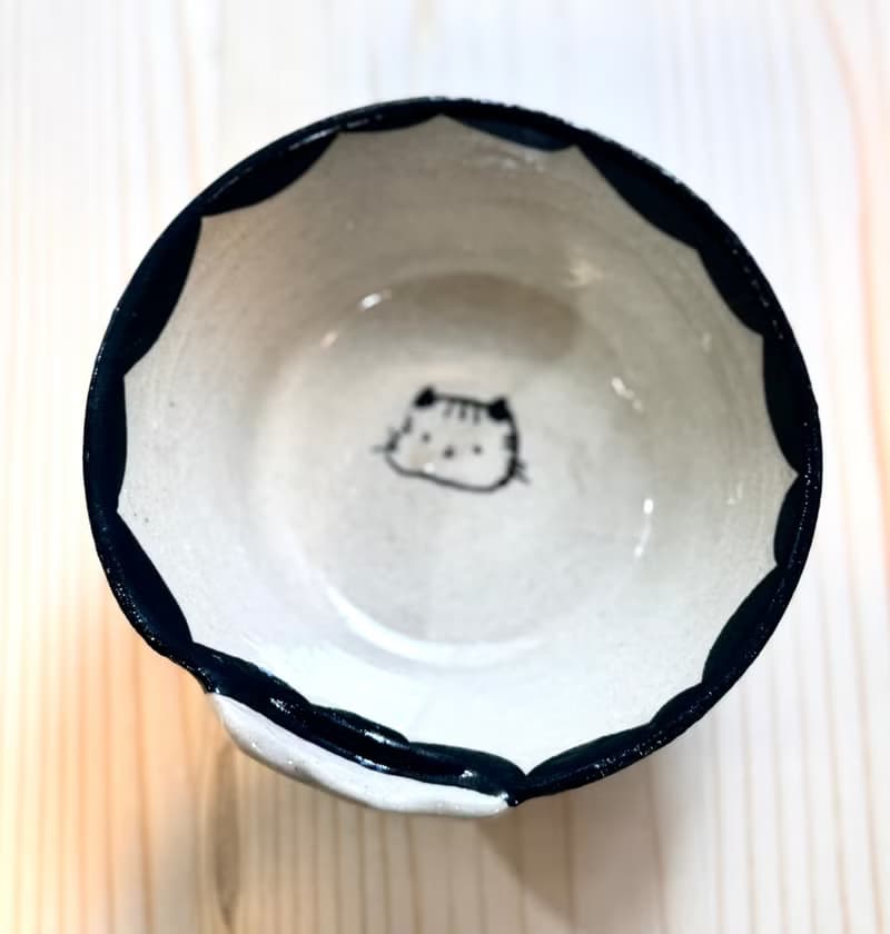可愛圓點貓咪頭 淺碗 餐碗
